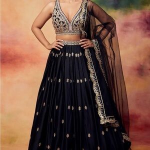 Elegant Black and Gold Embroidered lehenga